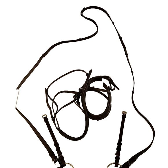 KL Select Snaffle Horse Bridle Removable Flashing + Reins Brown Leather No Brow - Picture 6 of 9